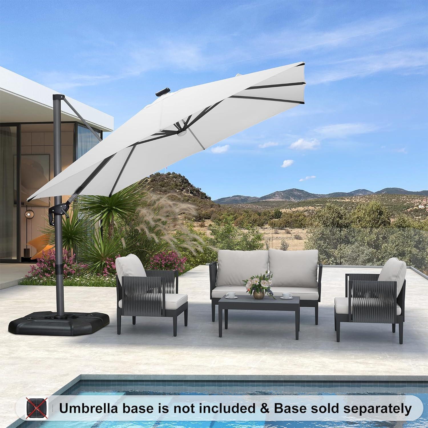 PURPLE LEAF 10ft Cantilever Patio Umbrella with LED Lights, 360° Swivel and Tilt - Image 102