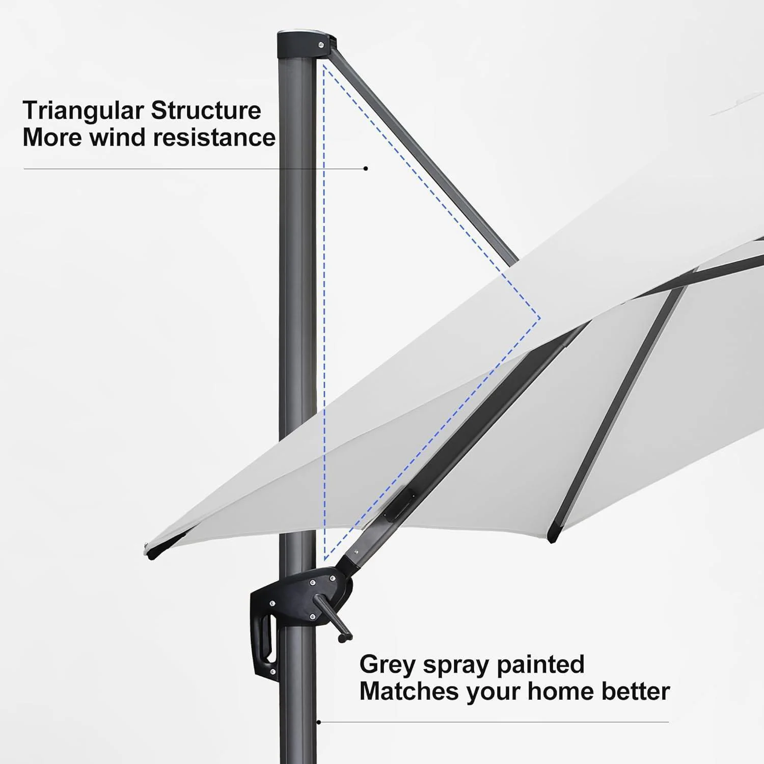 PURPLE LEAF 10ft Cantilever Patio Umbrella with LED Lights, 360° Swivel and Tilt - Image 103