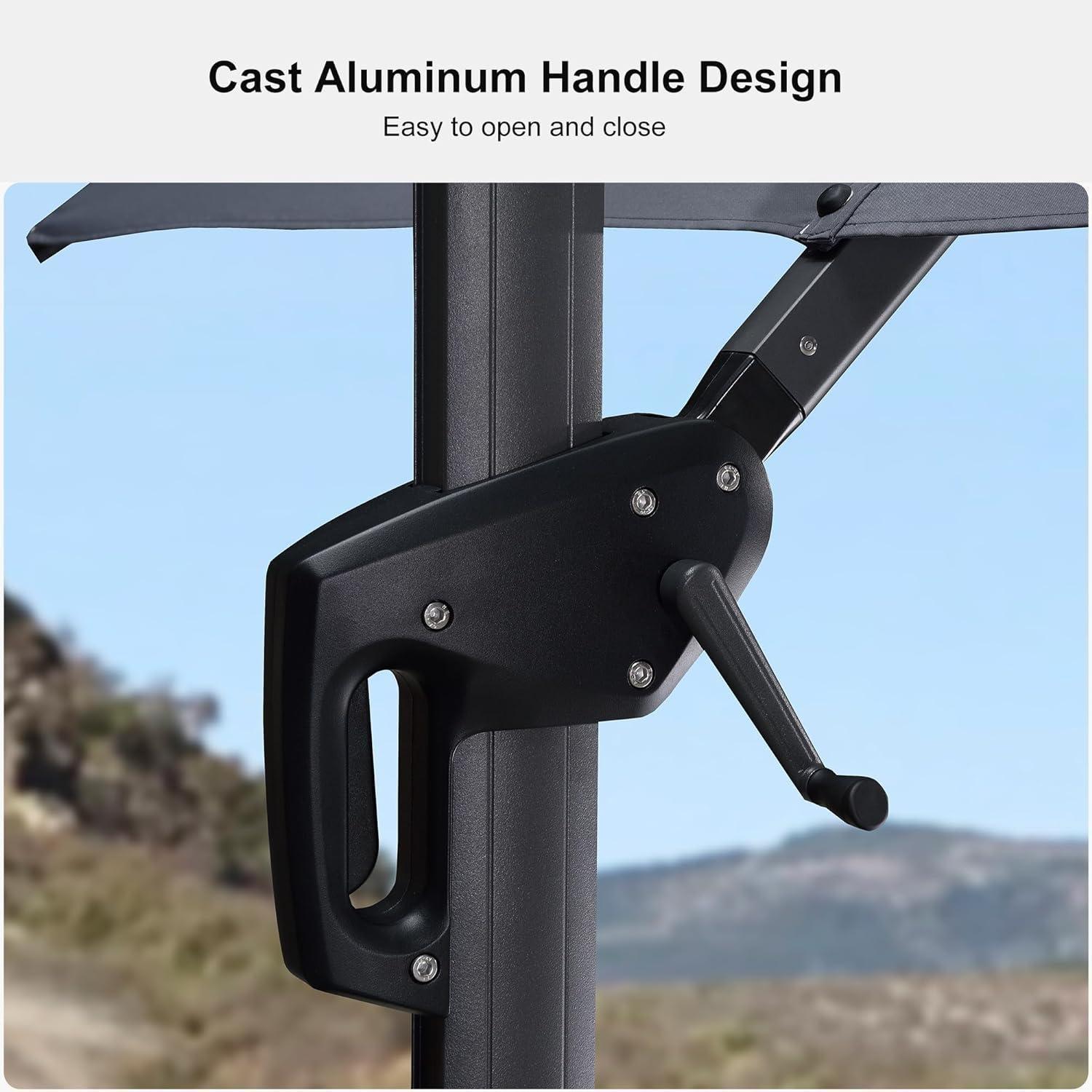 PURPLE LEAF 10ft Cantilever Patio Umbrella with LED Lights, 360° Swivel and Tilt - Image 105