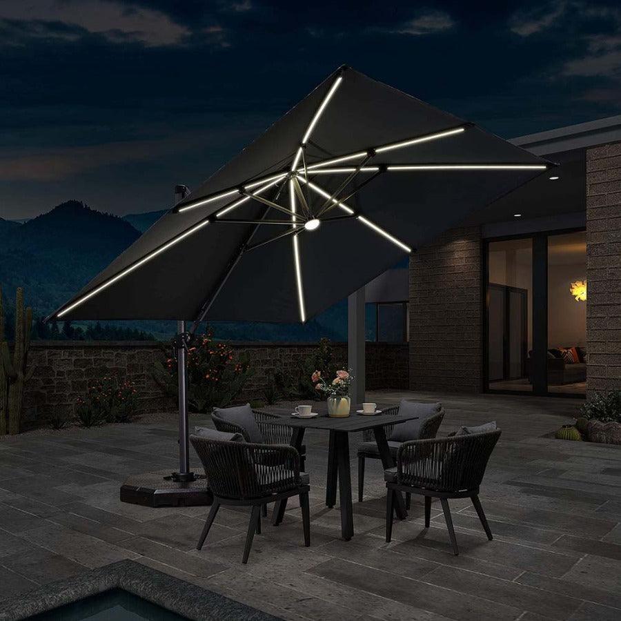 PURPLE LEAF 10ft Cantilever Patio Umbrella with LED Lights, 360° Swivel and Tilt - Image 14