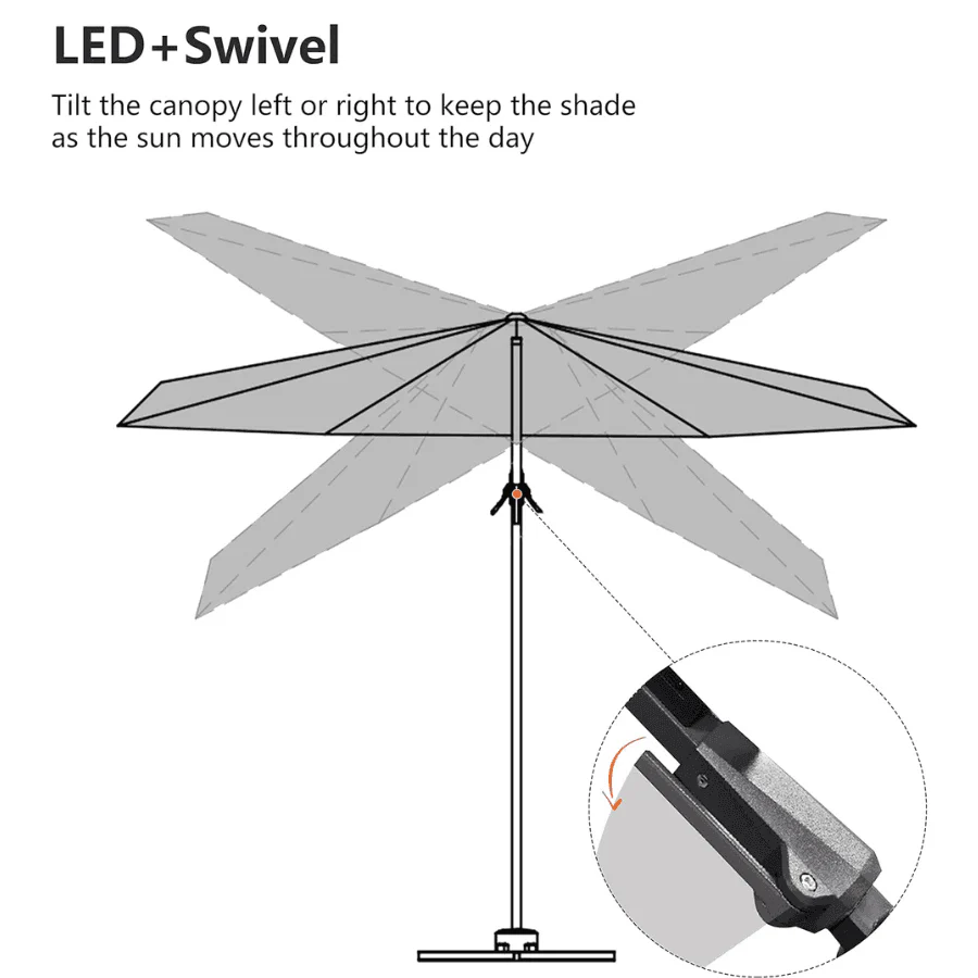 PURPLE LEAF 10ft Cantilever Patio Umbrella with LED Lights, 360° Swivel and Tilt - Image 119