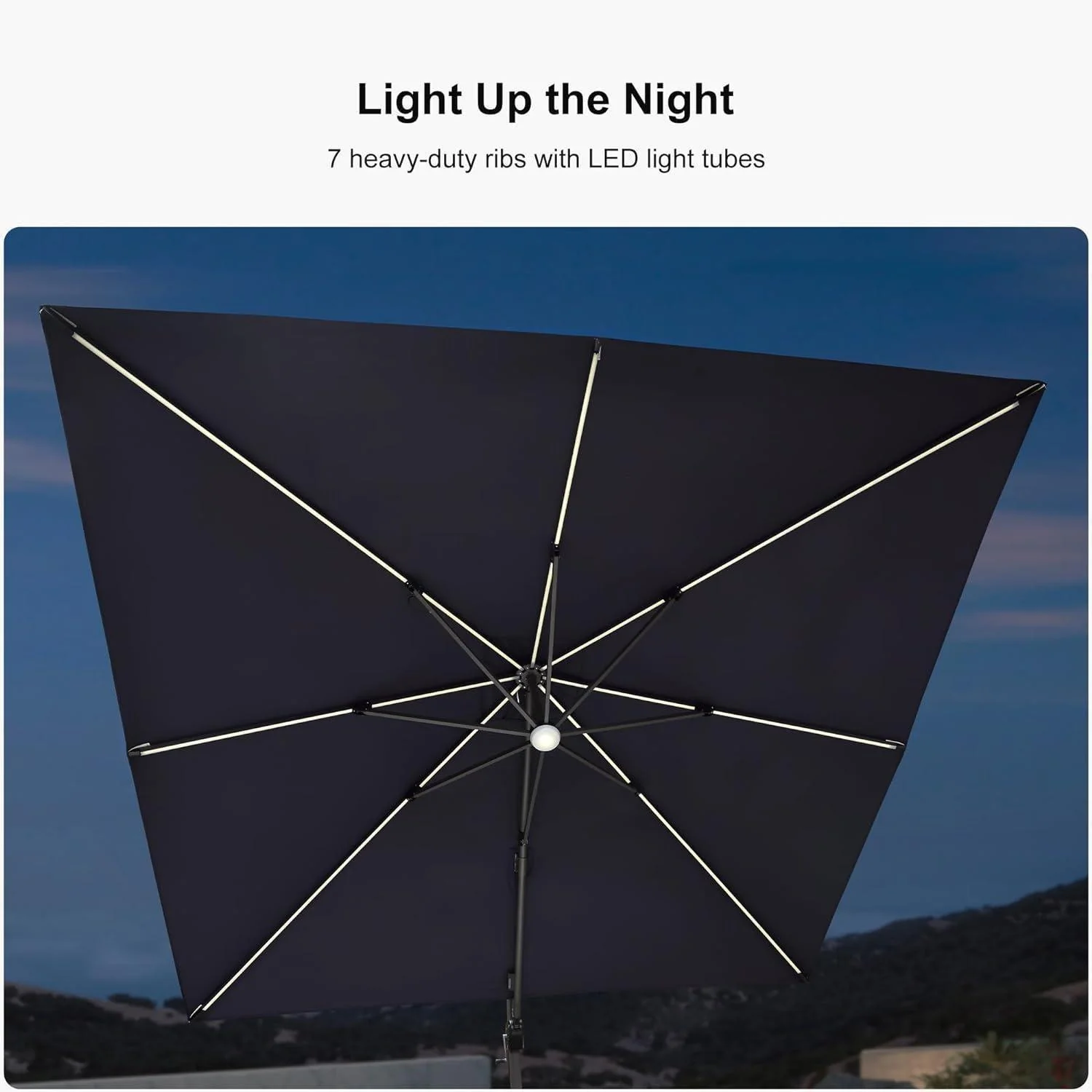 PURPLE LEAF 10ft Cantilever Patio Umbrella with LED Lights, 360° Swivel and Tilt - Image 123