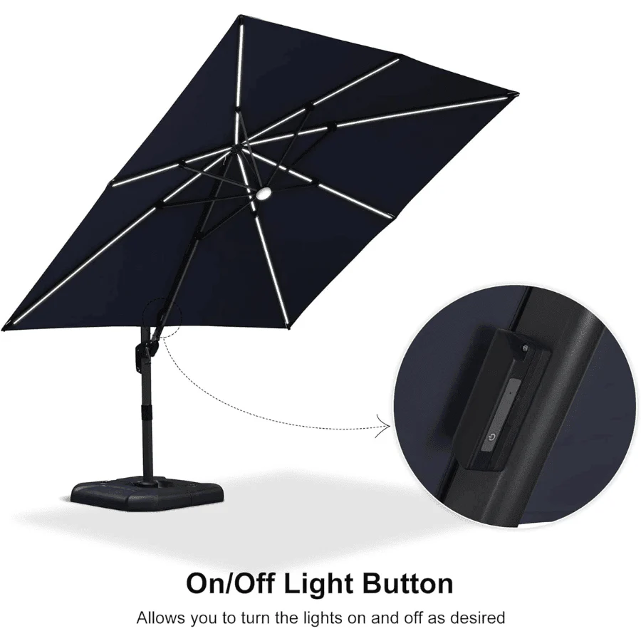 PURPLE LEAF 10ft Cantilever Patio Umbrella with LED Lights, 360° Swivel and Tilt - Image 125