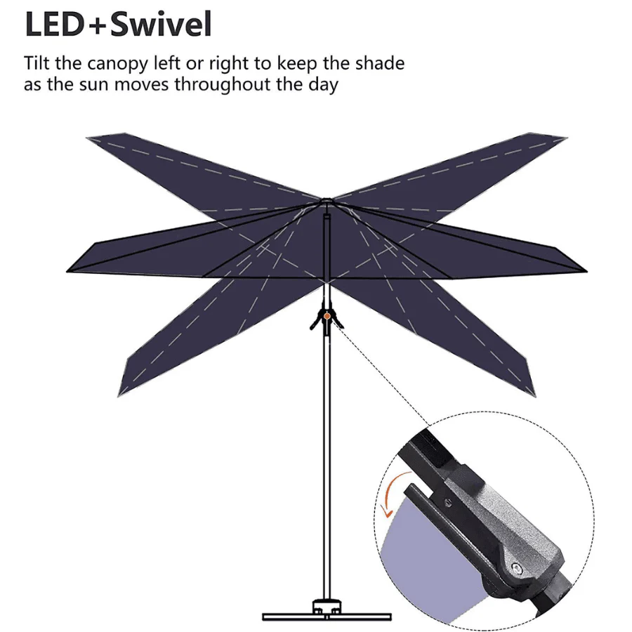 PURPLE LEAF 10ft Cantilever Patio Umbrella with LED Lights, 360° Swivel and Tilt - Image 129