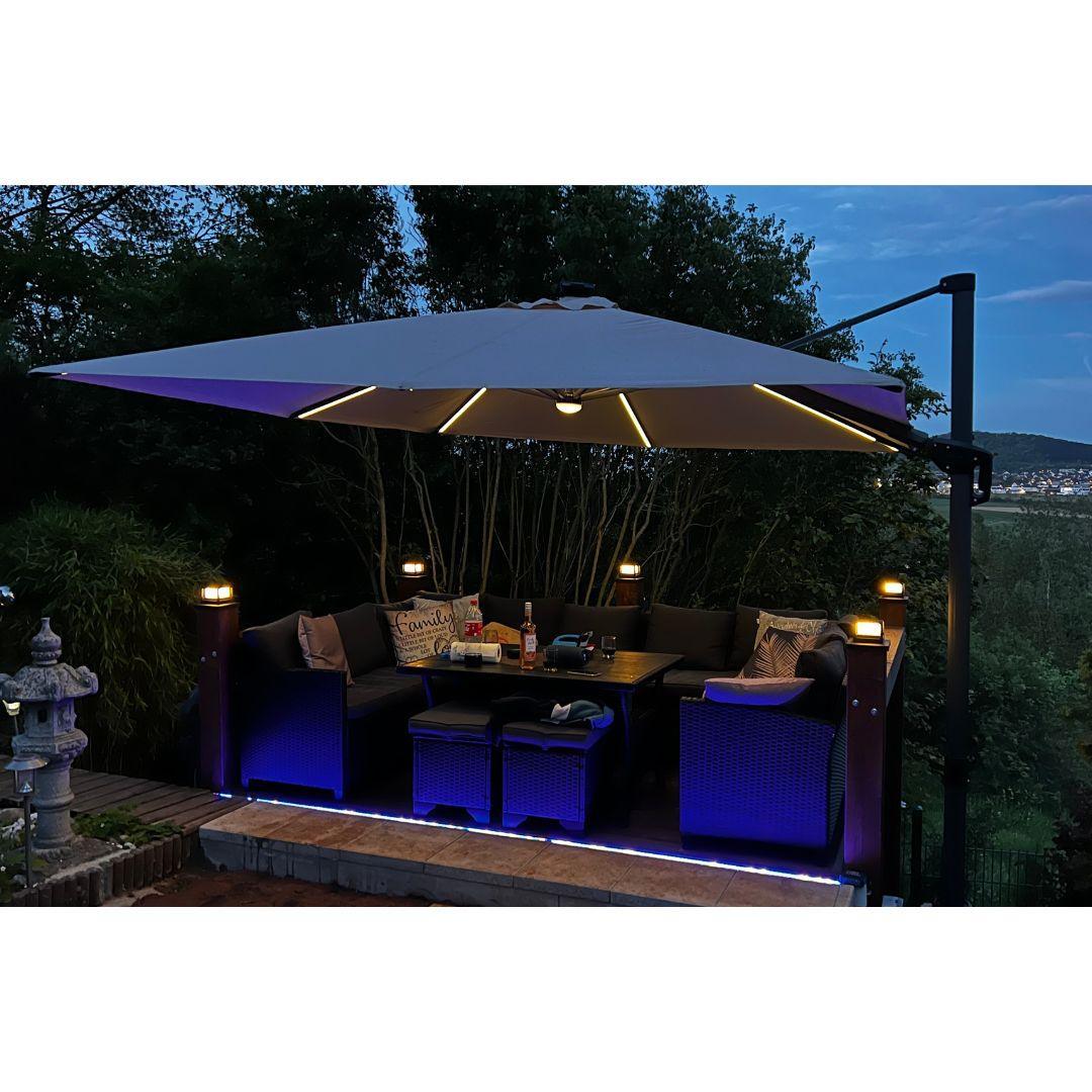 PURPLE LEAF 10ft Cantilever Patio Umbrella with LED Lights, 360° Swivel and Tilt - Image 143
