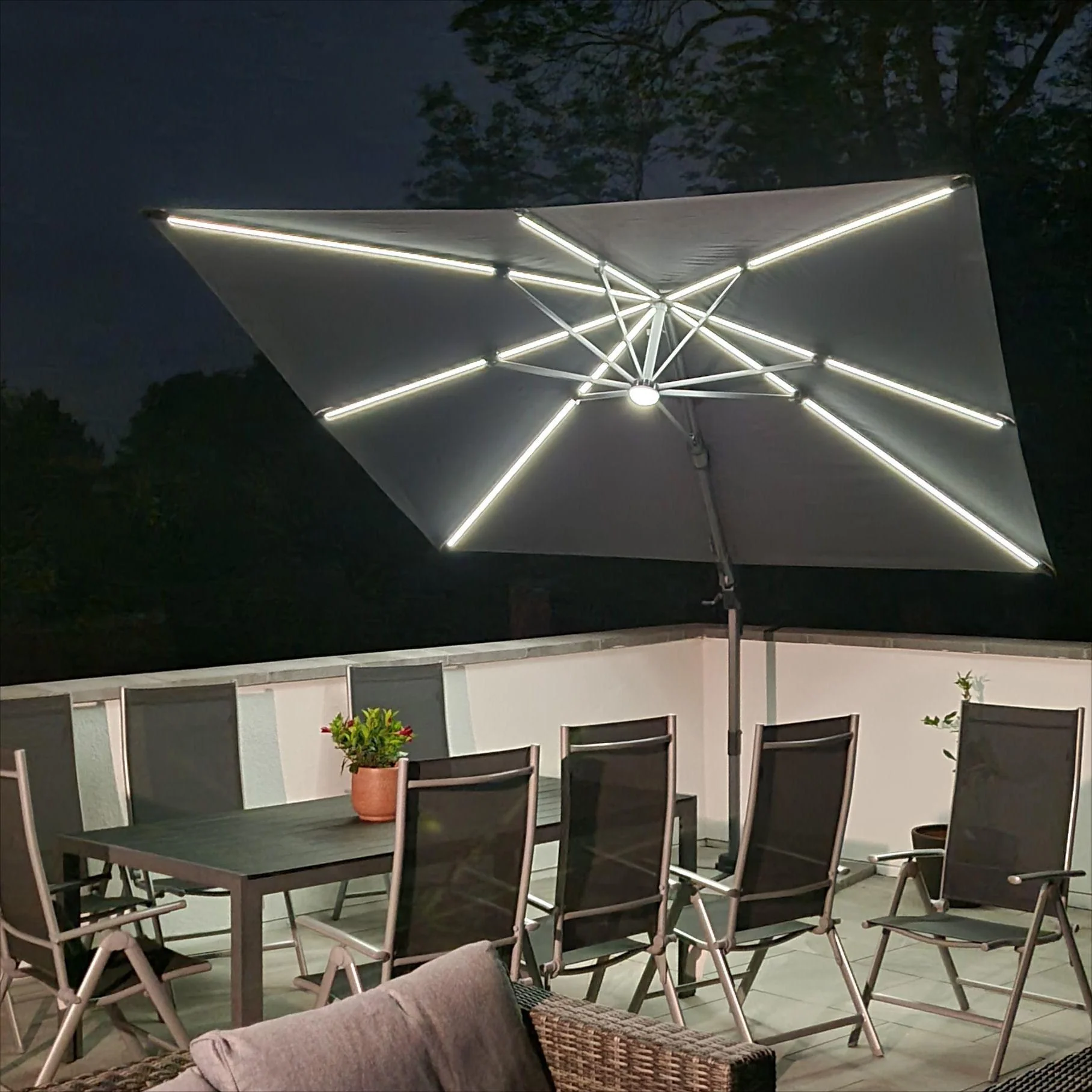 PURPLE LEAF 10ft Cantilever Patio Umbrella with LED Lights, 360° Swivel and Tilt - Image 146