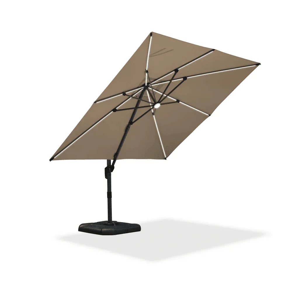 PURPLE LEAF 10ft Cantilever Patio Umbrella with LED Lights, 360° Swivel and Tilt - Image 160