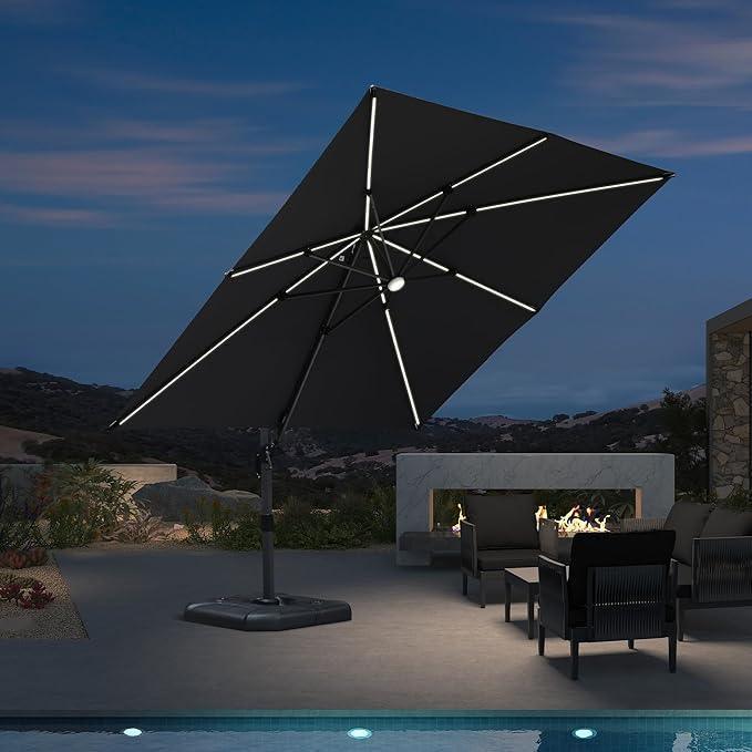 PURPLE LEAF 10ft Cantilever Patio Umbrella with LED Lights, 360° Swivel and Tilt - Image 165