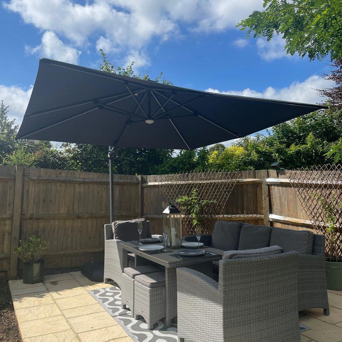 PURPLE LEAF 10ft Cantilever Patio Umbrella with LED Lights, 360° Swivel and Tilt - Image 167