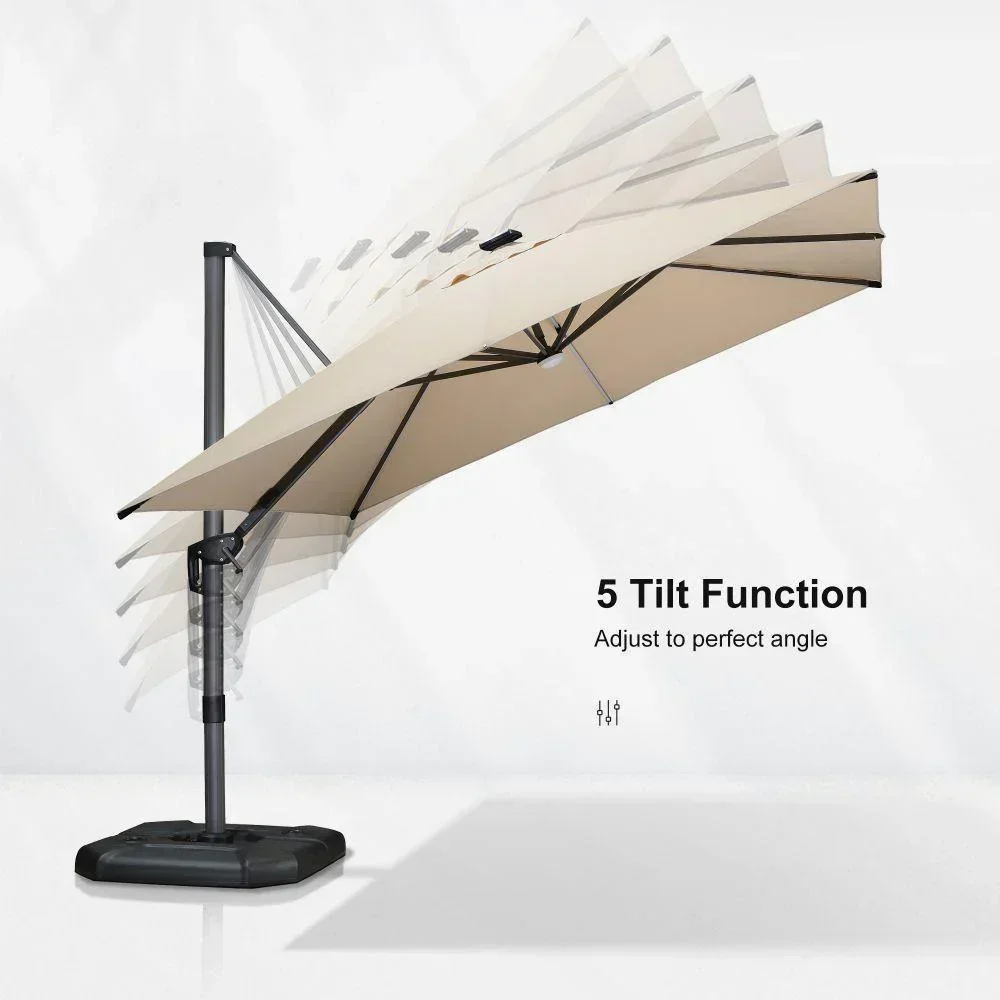 PURPLE LEAF 10ft Cantilever Patio Umbrella with LED Lights, 360° Swivel and Tilt - Image 168