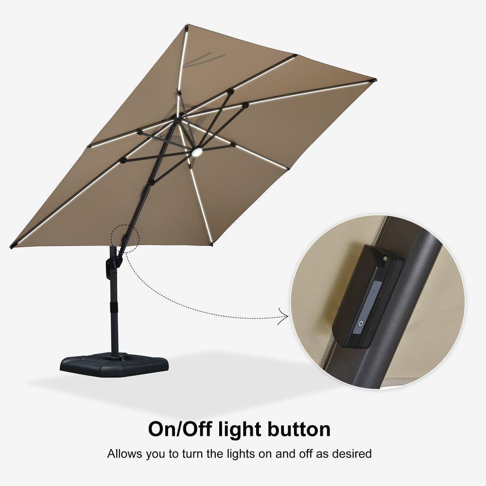 PURPLE LEAF 10ft Cantilever Patio Umbrella with LED Lights, 360° Swivel and Tilt - Image 169