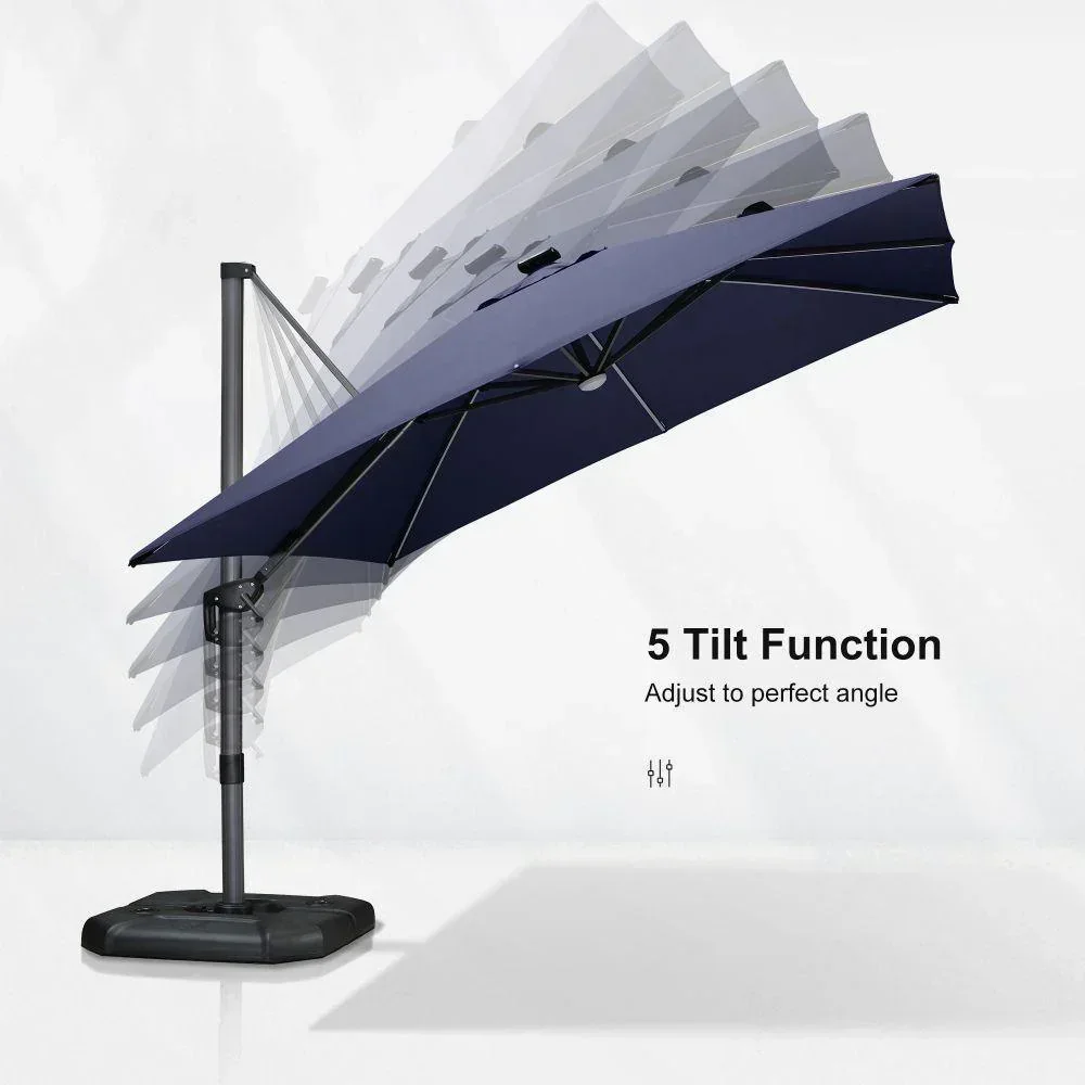 PURPLE LEAF 10ft Cantilever Patio Umbrella with LED Lights, 360° Swivel and Tilt - Image 179