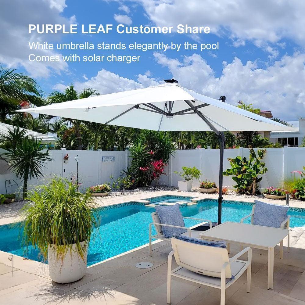 PURPLE LEAF 10ft Cantilever Patio Umbrella with LED Lights, 360° Swivel and Tilt - Image 193