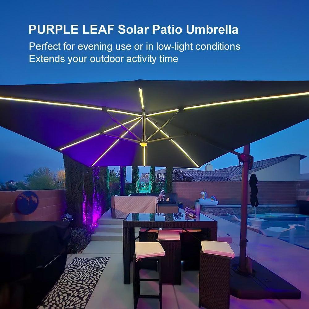 PURPLE LEAF 10ft Cantilever Patio Umbrella with LED Lights, 360° Swivel and Tilt - Image 194