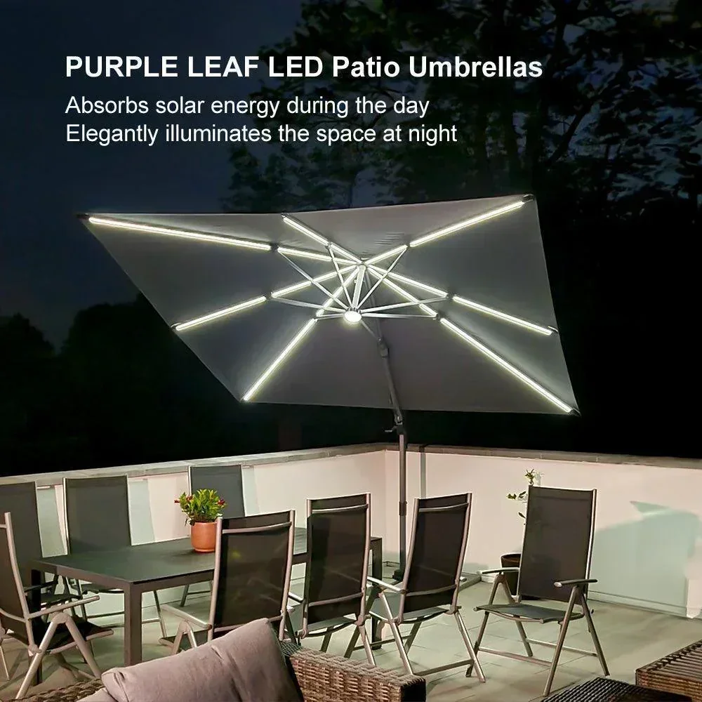 PURPLE LEAF 10ft Cantilever Patio Umbrella with LED Lights, 360° Swivel and Tilt - Image 196
