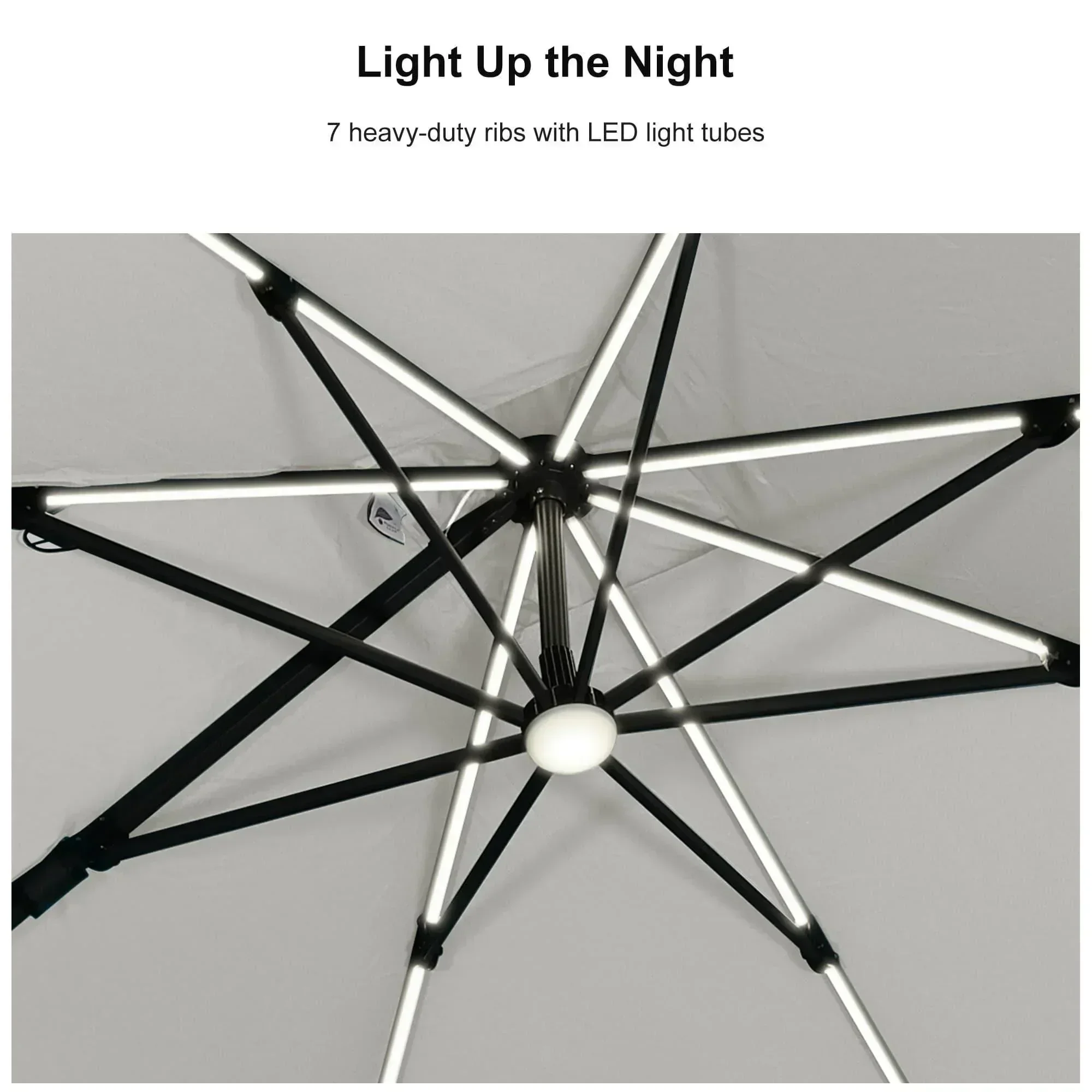 PURPLE LEAF 10ft Cantilever Patio Umbrella with LED Lights, 360° Swivel and Tilt - Image 200