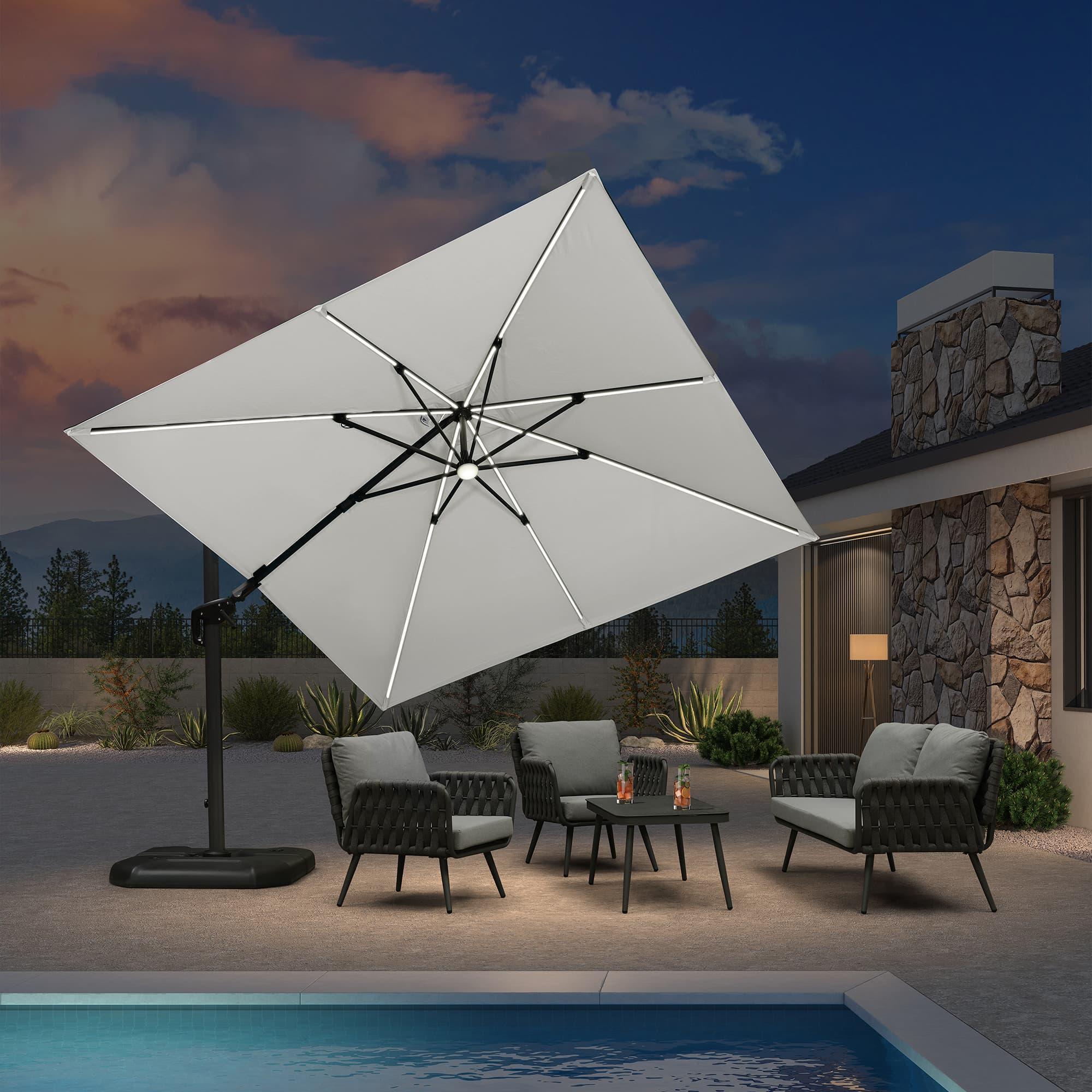PURPLE LEAF 10ft Cantilever Patio Umbrella with LED Lights, 360° Swivel and Tilt - Image 201