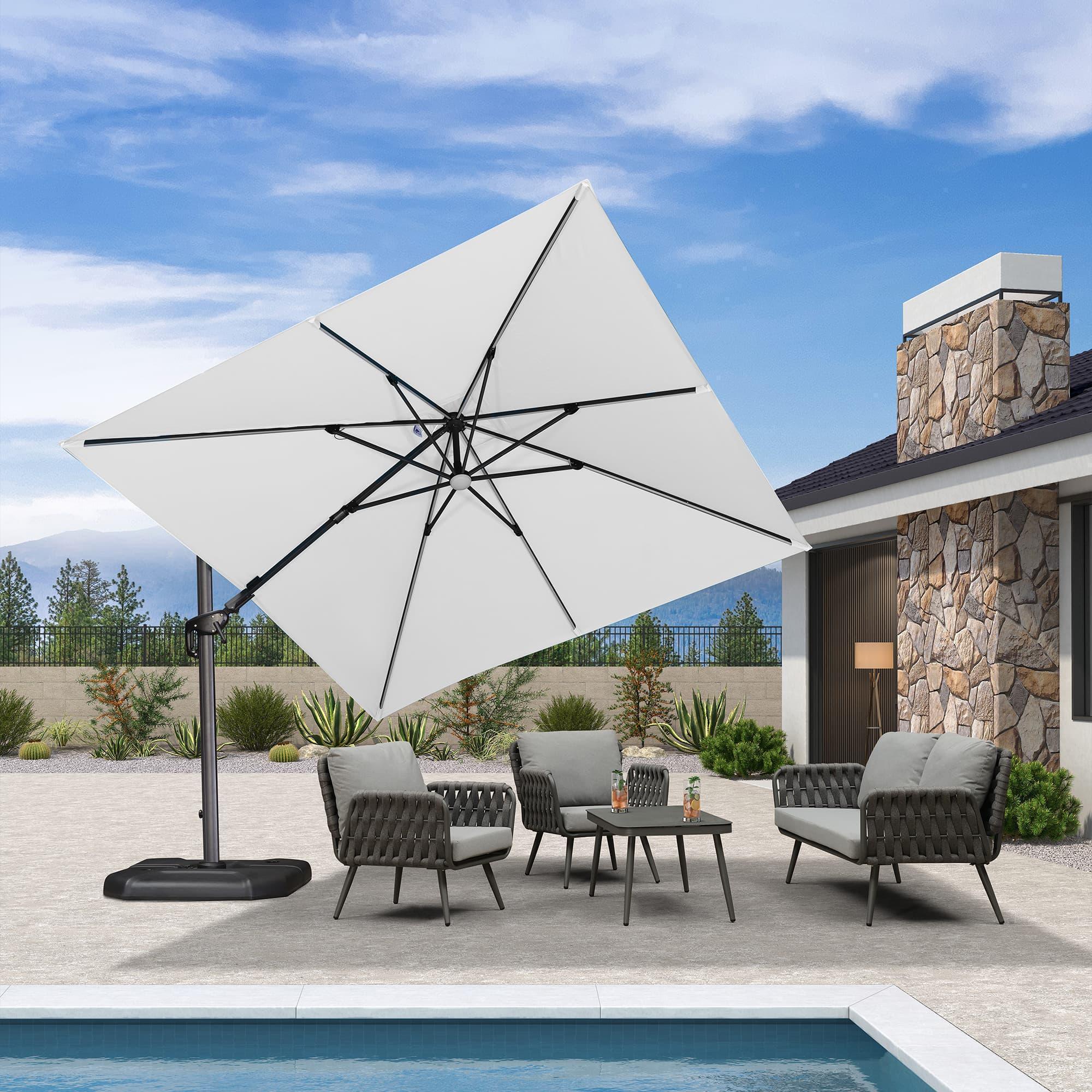 PURPLE LEAF 10ft Cantilever Patio Umbrella with LED Lights, 360° Swivel and Tilt - Image 202