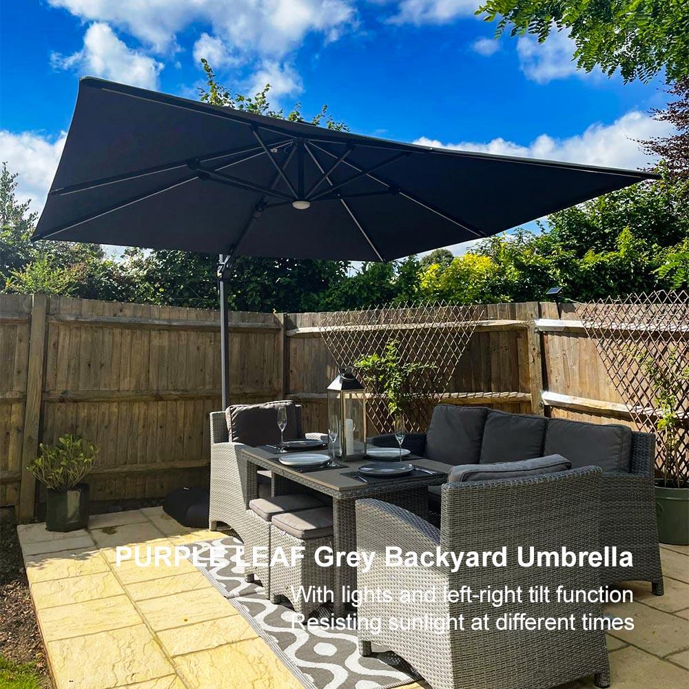 PURPLE LEAF 10ft Cantilever Patio Umbrella with LED Lights, 360° Swivel and Tilt - Image 206