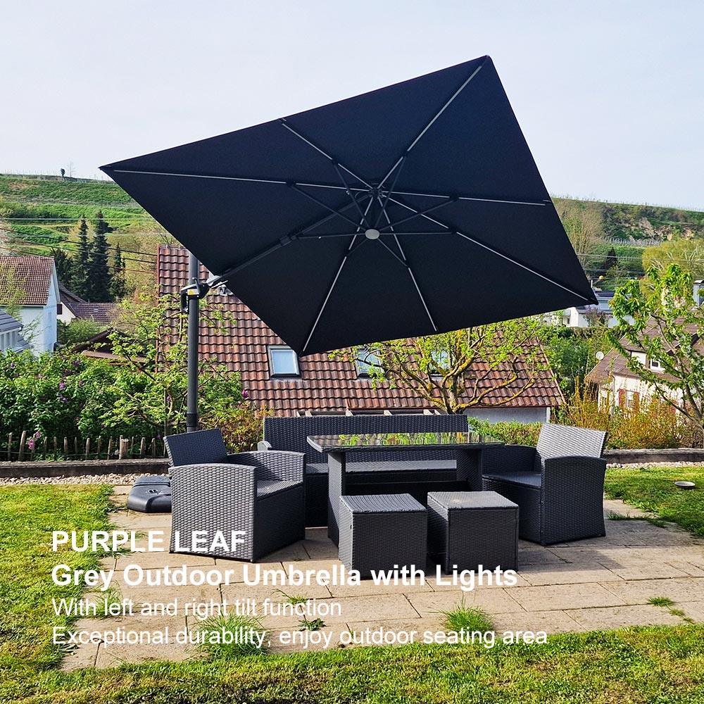 PURPLE LEAF 10ft Cantilever Patio Umbrella with LED Lights, 360° Swivel and Tilt - Image 207