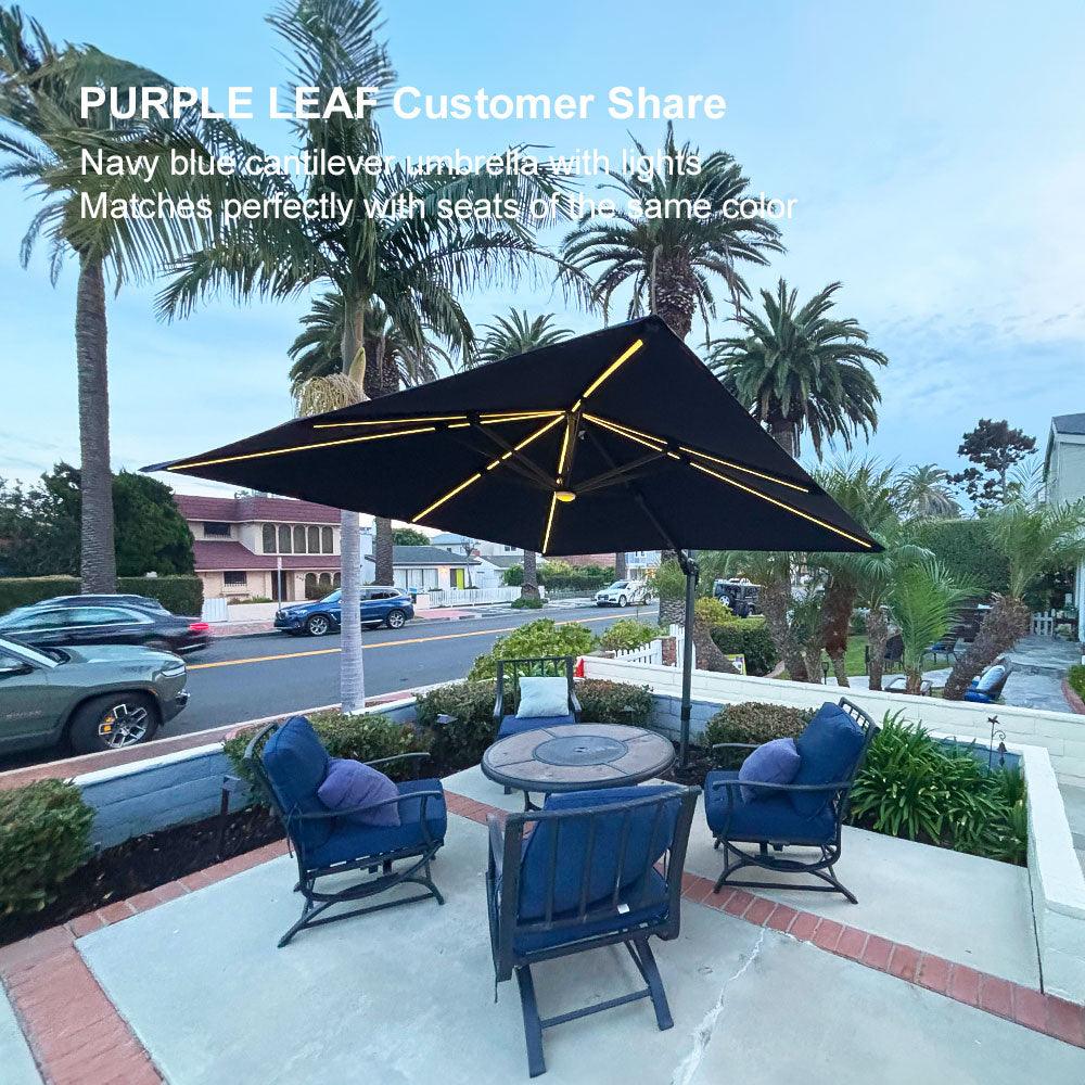 PURPLE LEAF 10ft Cantilever Patio Umbrella with LED Lights, 360° Swivel and Tilt - Image 208
