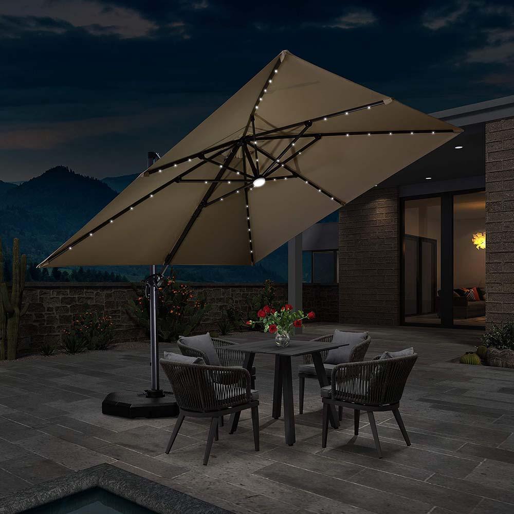 PURPLE LEAF 10ft Cantilever Patio Umbrella with LED Lights, 360° Swivel and Tilt - Image 23