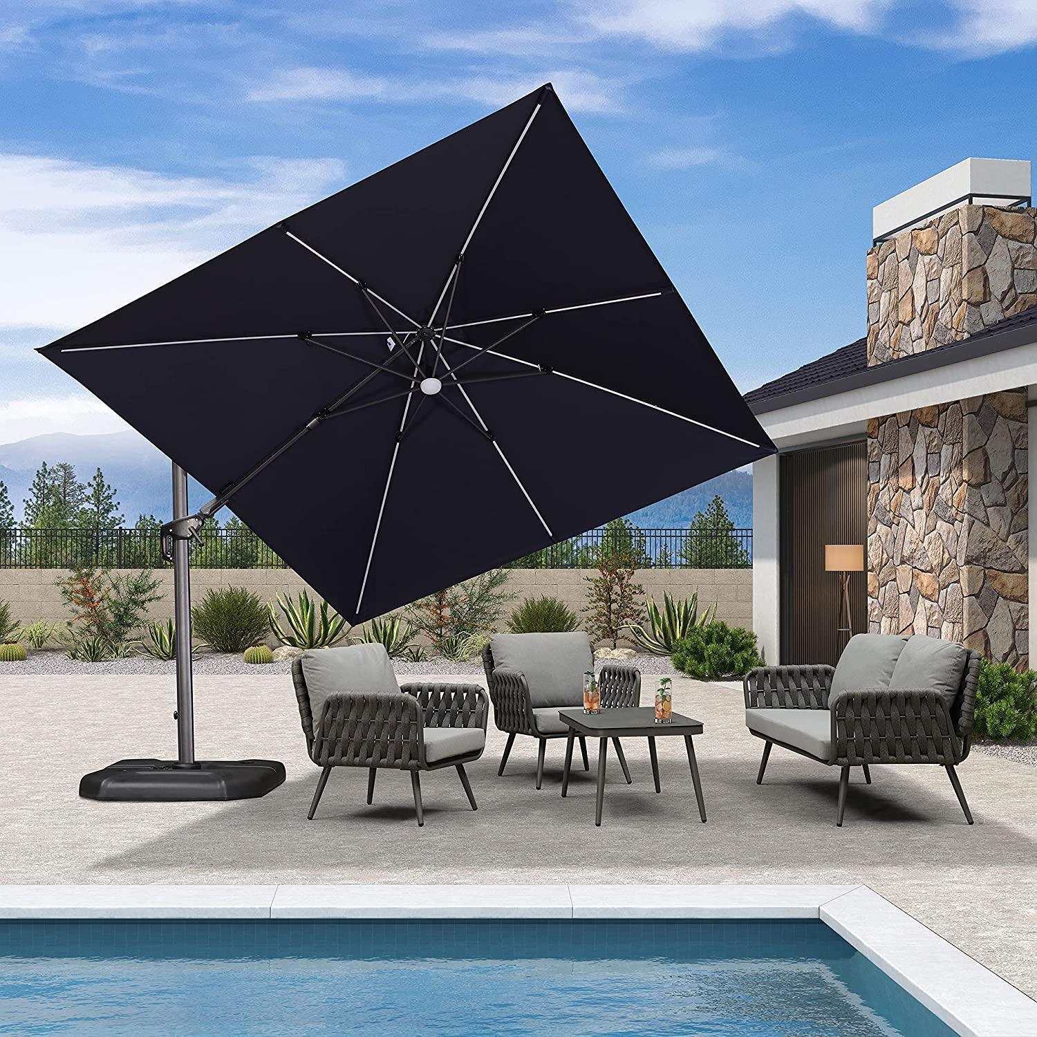PURPLE LEAF 10ft Cantilever Patio Umbrella with LED Lights, 360° Swivel and Tilt - Image 29