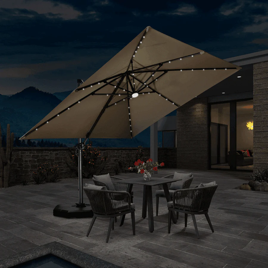 PURPLE LEAF 10ft Cantilever Patio Umbrella with LED Lights, 360° Swivel and Tilt - Image 31