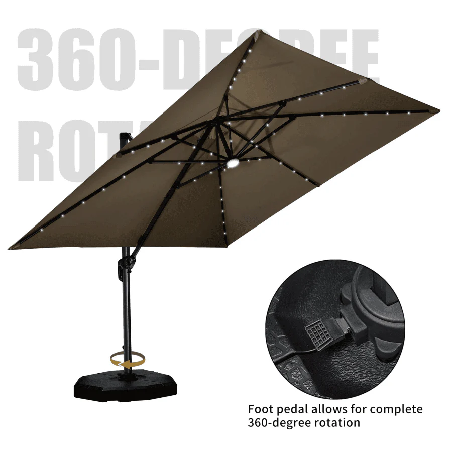 PURPLE LEAF 10ft Cantilever Patio Umbrella with LED Lights, 360° Swivel and Tilt - Image 33