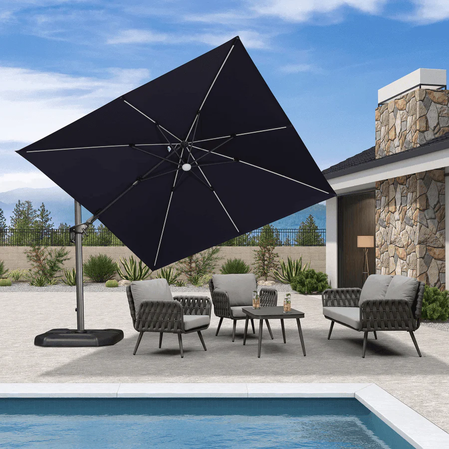 PURPLE LEAF 10ft Cantilever Patio Umbrella with LED Lights, 360° Swivel and Tilt - Image 39