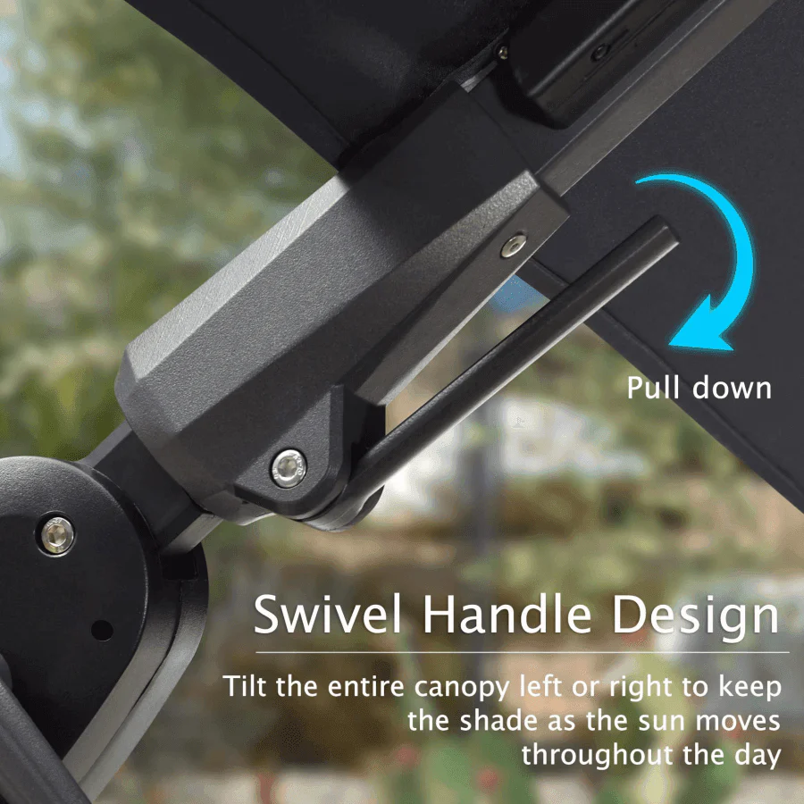 PURPLE LEAF 10ft Cantilever Patio Umbrella with LED Lights, 360° Swivel and Tilt - Image 40