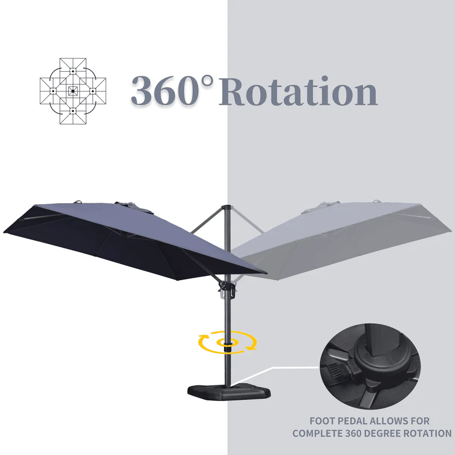 PURPLE LEAF 10ft Cantilever Patio Umbrella with LED Lights, 360° Swivel and Tilt - Image 42