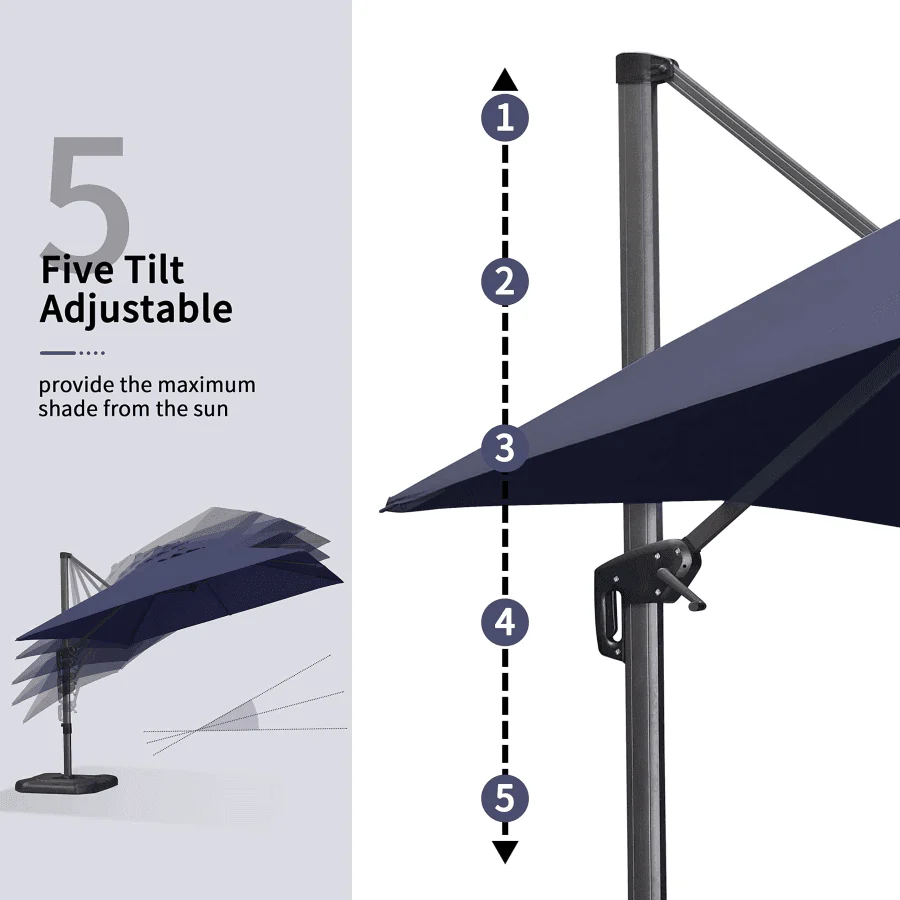 PURPLE LEAF 10ft Cantilever Patio Umbrella with LED Lights, 360° Swivel and Tilt - Image 43