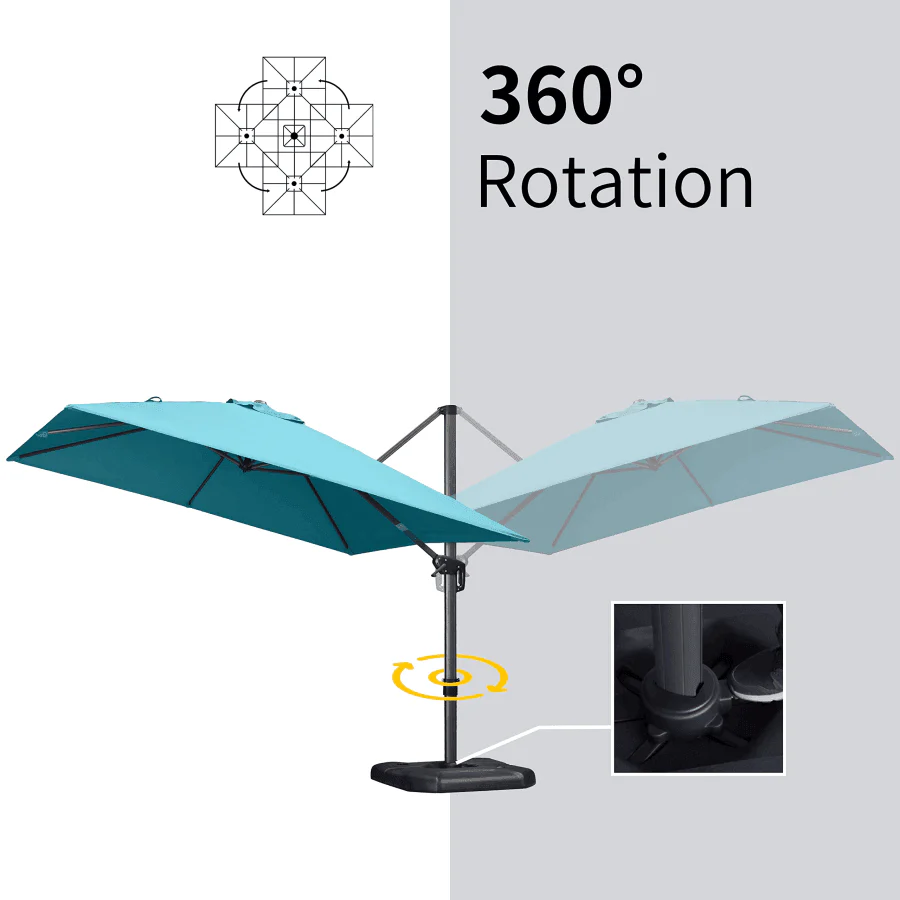 PURPLE LEAF 10ft Cantilever Patio Umbrella with LED Lights, 360° Swivel and Tilt - Image 49