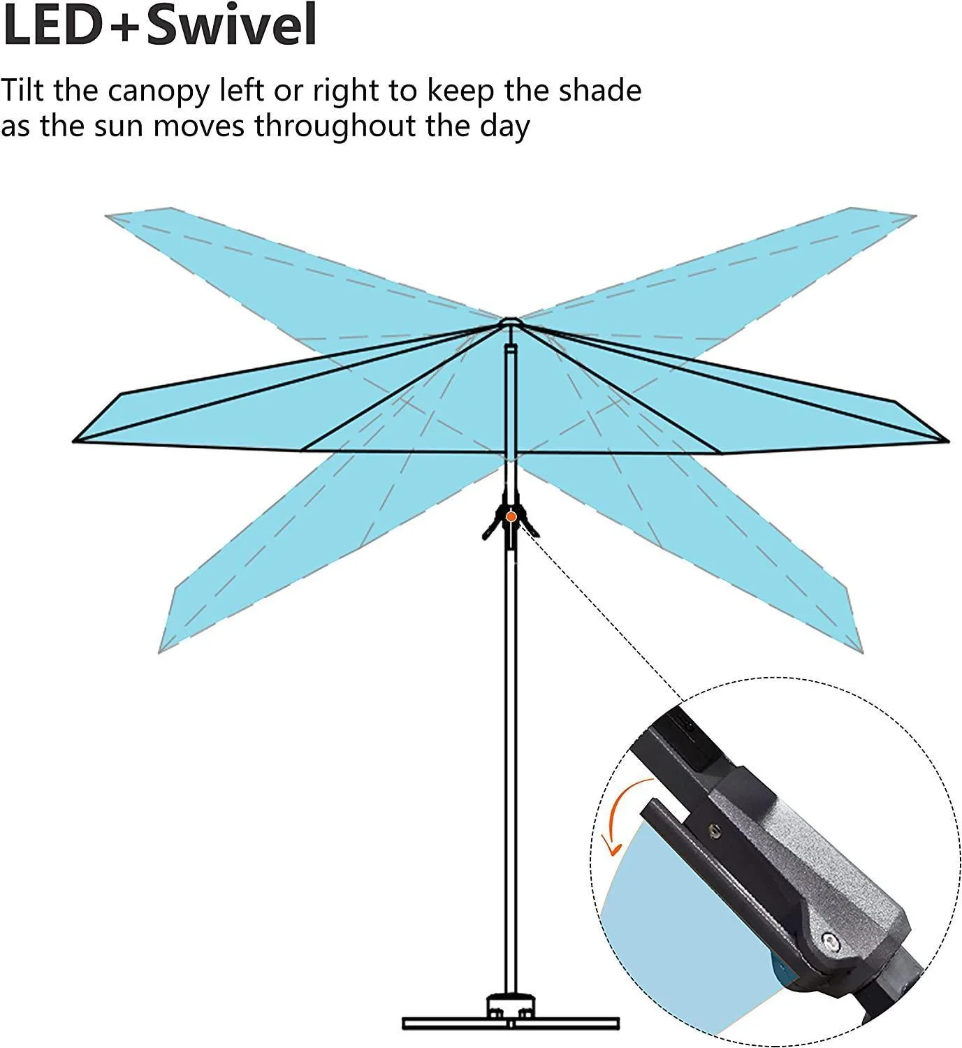 PURPLE LEAF 10ft Cantilever Patio Umbrella with LED Lights, 360° Swivel and Tilt - Image 53