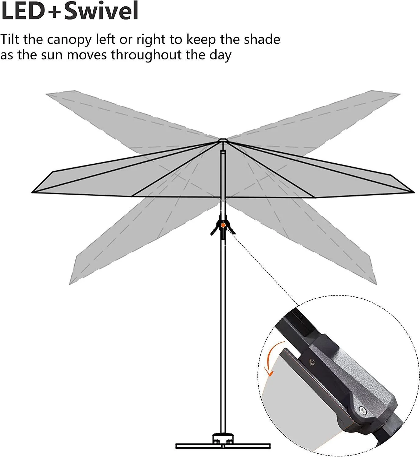 PURPLE LEAF 10ft Cantilever Patio Umbrella with LED Lights, 360° Swivel and Tilt - Image 57