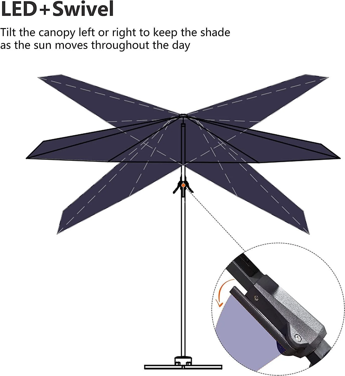 PURPLE LEAF 10ft Cantilever Patio Umbrella with LED Lights, 360° Swivel and Tilt - Image 62