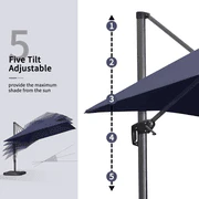PURPLE LEAF 10ft Cantilever Patio Umbrella with LED Lights, 360° Swivel and Tilt - Image 63