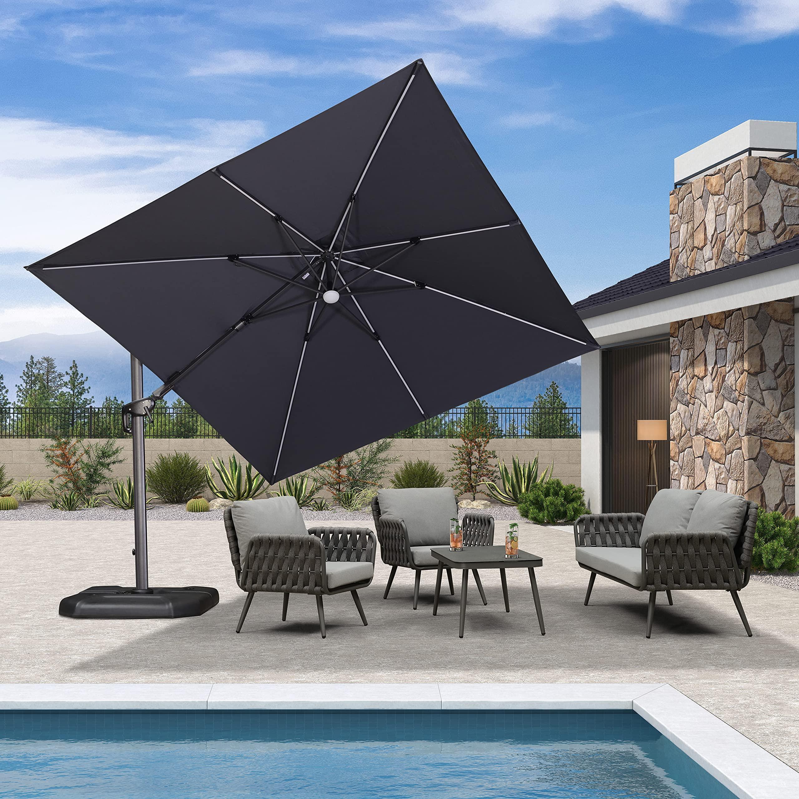 PURPLE LEAF 10ft Cantilever Patio Umbrella with LED Lights, 360° Swivel and Tilt - Image 68