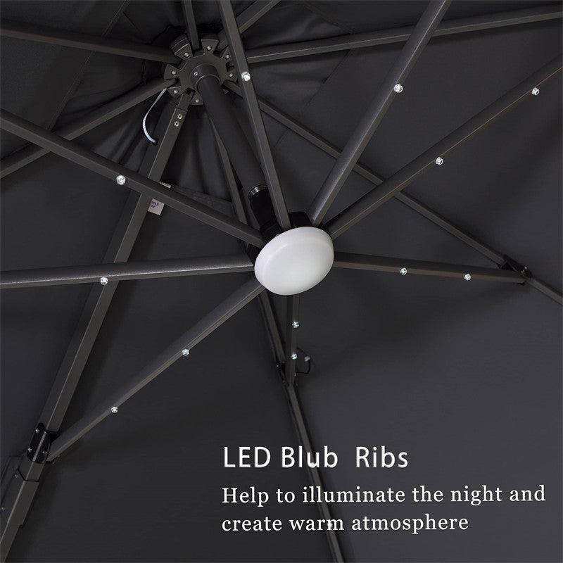 PURPLE LEAF 10ft Cantilever Patio Umbrella with LED Lights, 360° Swivel and Tilt - Image 77