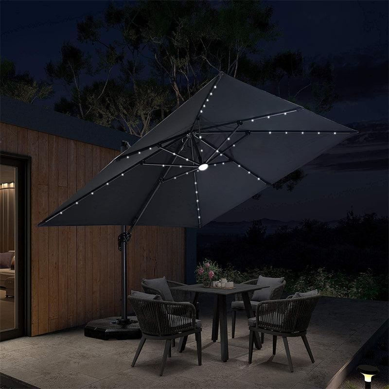 PURPLE LEAF 10ft Cantilever Patio Umbrella with LED Lights, 360° Swivel and Tilt - Image 79