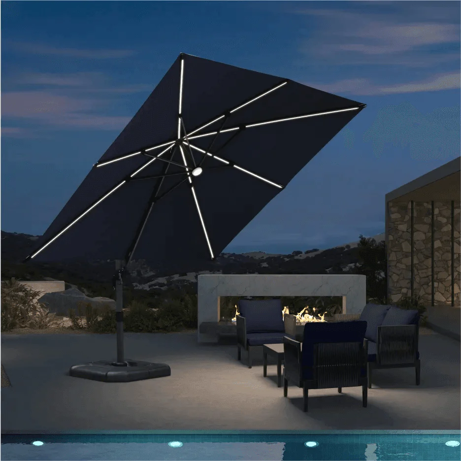 PURPLE LEAF 10ft Cantilever Patio Umbrella with LED Lights, 360° Swivel and Tilt - Image 85