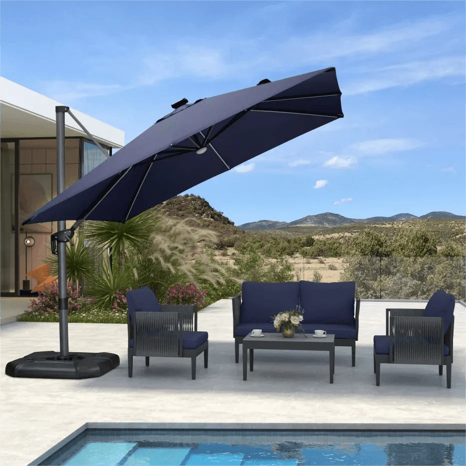PURPLE LEAF 10ft Cantilever Patio Umbrella with LED Lights, 360° Swivel and Tilt - Image 86