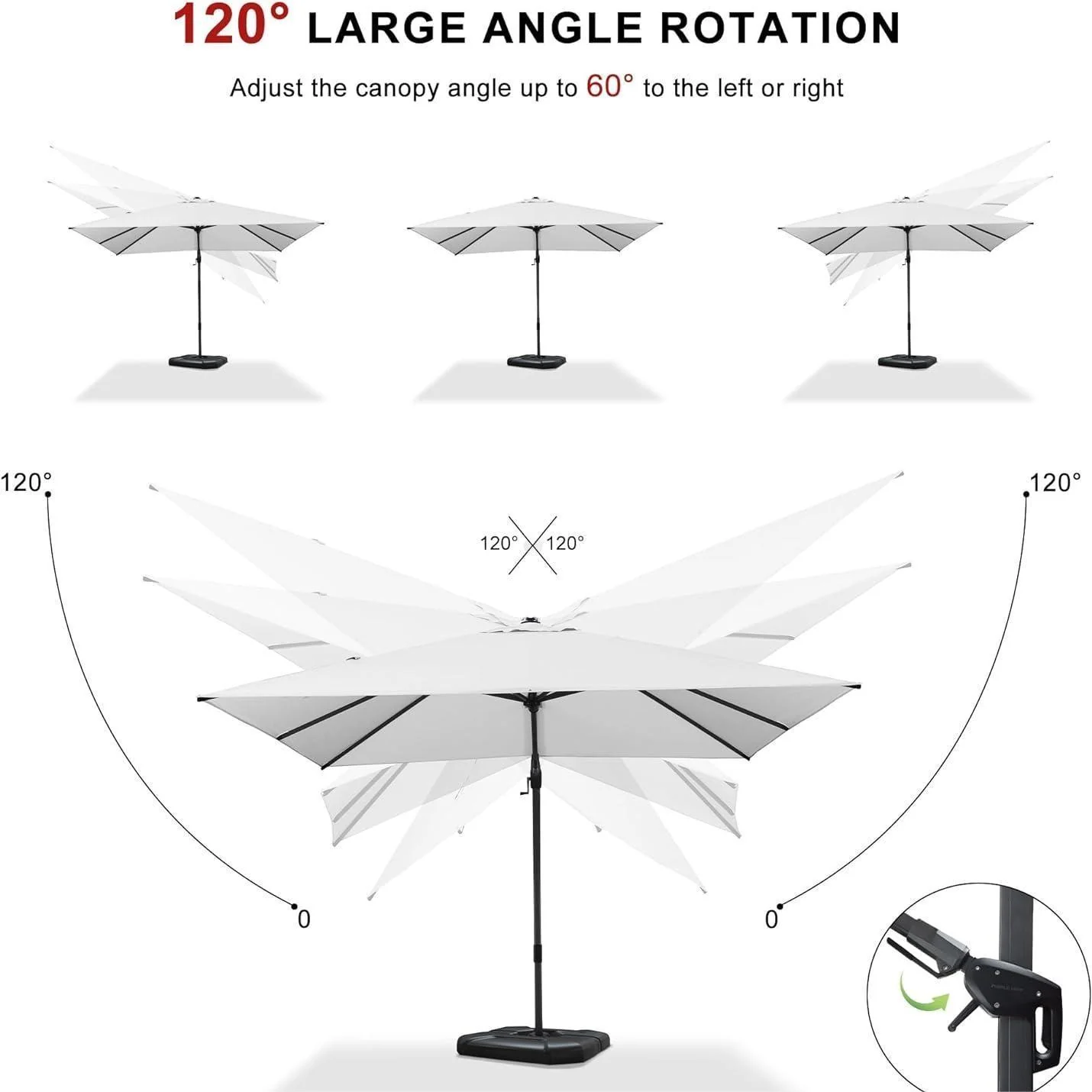 PURPLE LEAF 10ft Cantilever Patio Umbrella with LED Lights, 360° Swivel and Tilt - Image 88