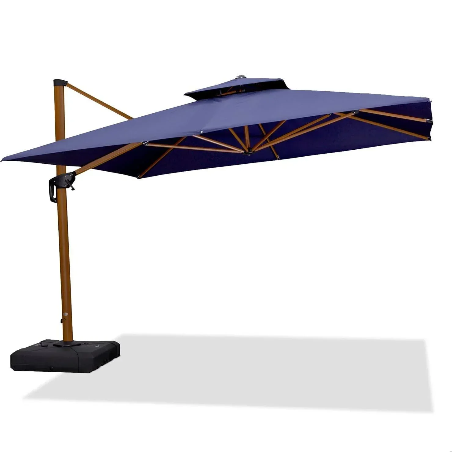 PURPLE LEAF Double Top 9 / 10 / 11 / 12 ft Square Aluminum Sun Umbrellas in Wood Color - Image 102