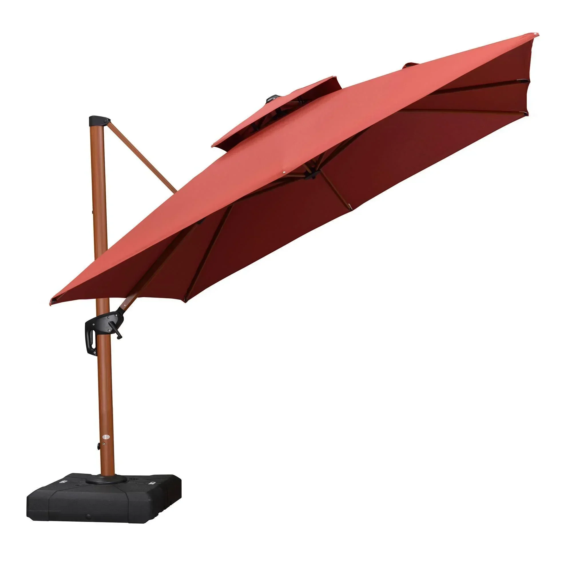 PURPLE LEAF Double Top 9 / 10 / 11 / 12 ft Square Aluminum Sun Umbrellas in Wood Color - Image 104