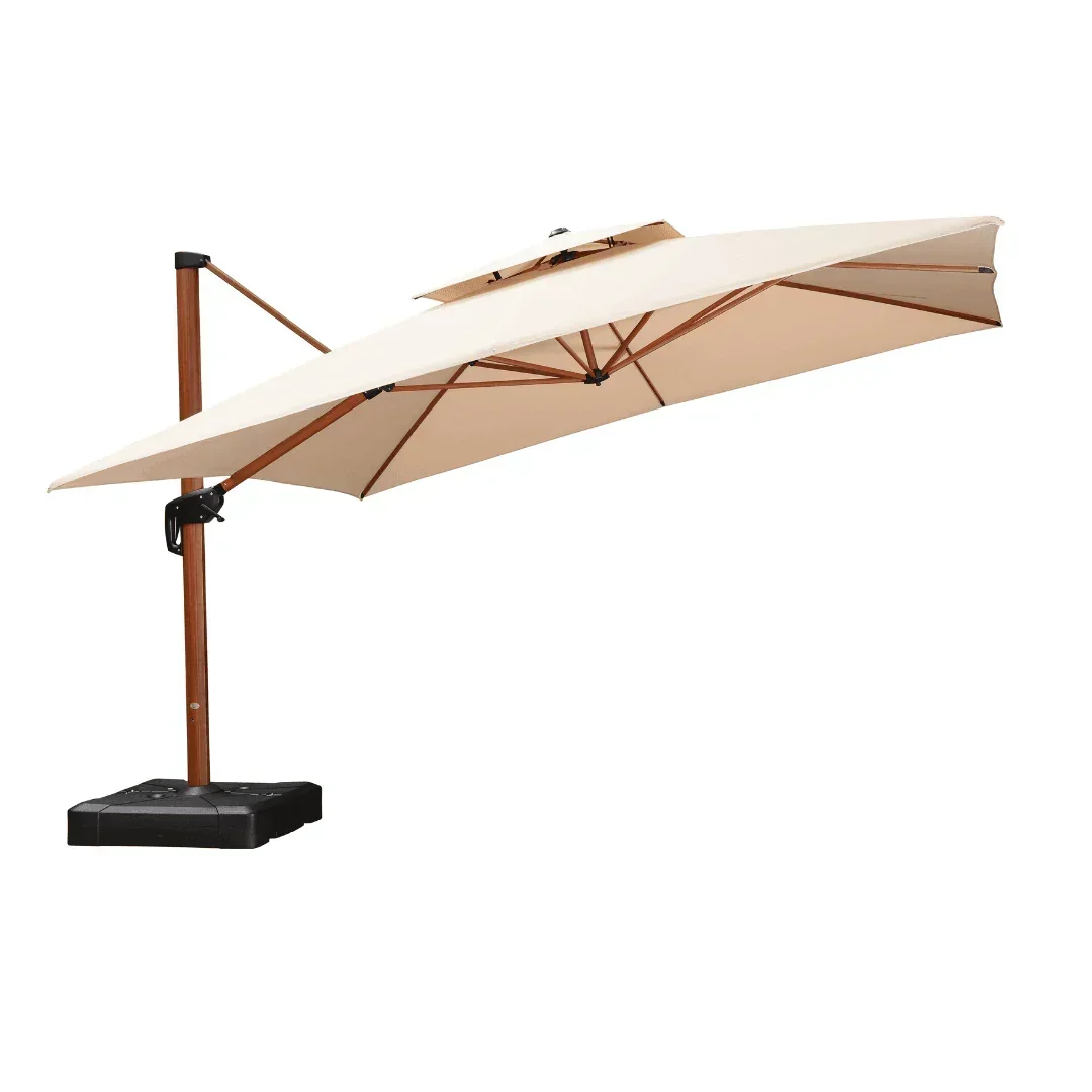 PURPLE LEAF Double Top 9 / 10 / 11 / 12 ft Square Aluminum Sun Umbrellas in Wood Color - Image 108