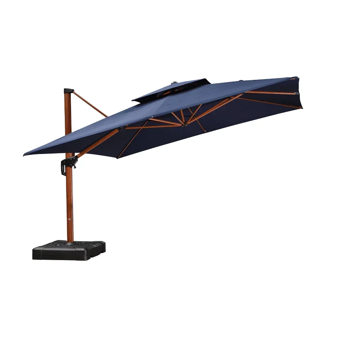 PURPLE LEAF Double Top 9 / 10 / 11 / 12 ft Square Aluminum Sun Umbrellas in Wood Color - Image 109