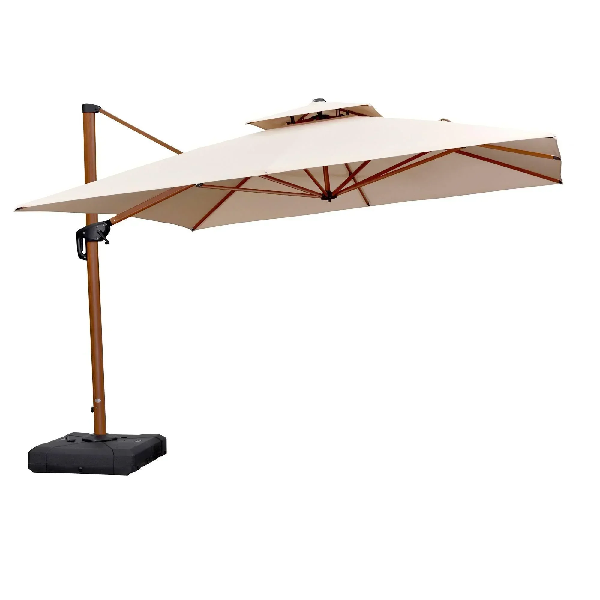 PURPLE LEAF Double Top 9 / 10 / 11 / 12 ft Square Aluminum Sun Umbrellas in Wood Color - Image 110