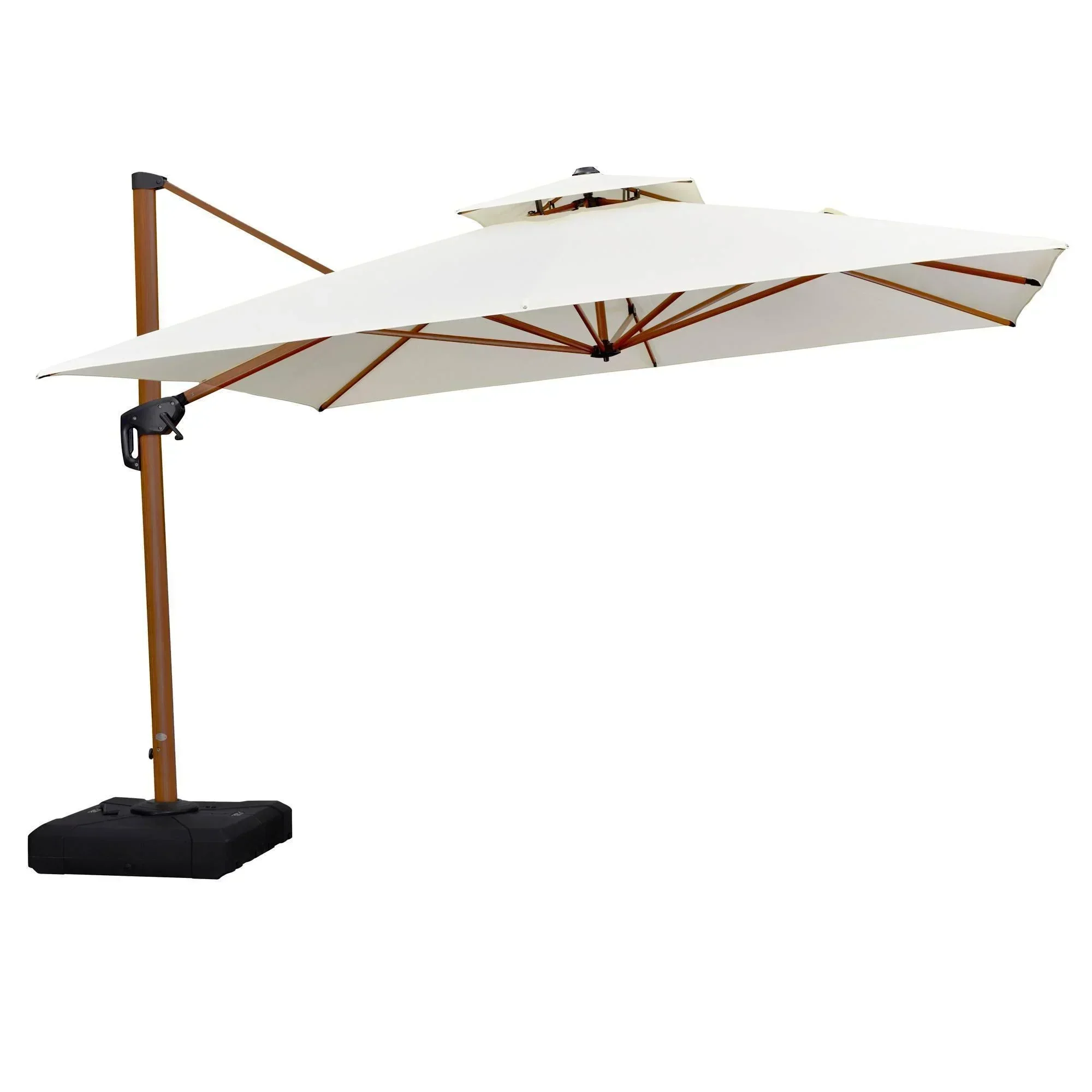 PURPLE LEAF Double Top 9 / 10 / 11 / 12 ft Square Aluminum Sun Umbrellas in Wood Color - Image 112